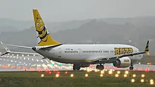 Rainy Afternoon Planespotting at Krak&oacute;w Airport | Stunning Water Spray Departures!✈️🎥🌧️