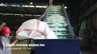 Waste LDPE film washing line 1000kg/h with squeezing dryer