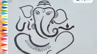Lord Ganesha Ji Beautiful pictures drawing, Very easy step by step colouring pages 