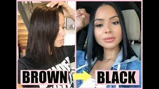 HOW I DYE MY HAIR AT HOME FROM BROWN TO BLACK | Diana Saldana