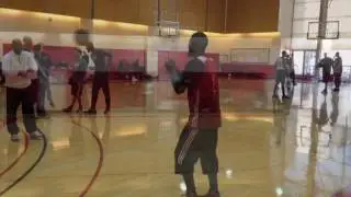 Damon Jones and Kyrie Irving play P-I-G following Sunday's practice