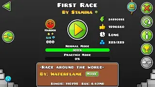 [Geometry Dash] First Race (Harder ☆6) by Stamina [3 Coins] [Fire Gauntlet]