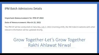 IPMAT 2022|Important Announcement| IPM 2022 Exam Dates | All About IPM Indore| All about IPM Program