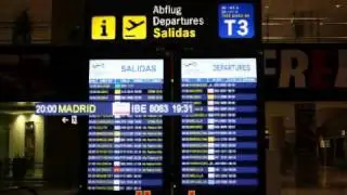 M&aacute;laga Airport; announcement for flight IB 8063 to Madrid (20120203)