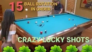 CRAZY LUCKY SHOTS 15 BALL ROTATION IN ORDER BALL IN HAND BILLIARDS SNOOKER DIAMOND BRUNSWICK #Shorts