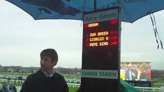 Cockney Bookie banters with punters over Steward's Inquiry outcome - Funny!