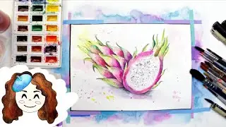 Как нарисовать Питахайю (Драконий фрукт). 365 арт дней. День 21