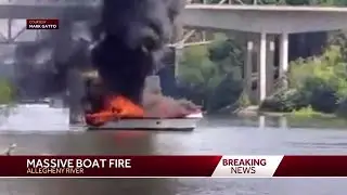 Massive boat fire on the Allegheny River