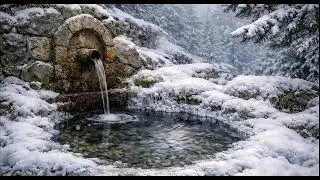 ❄️ Winter Waterfall Spring 🌊 | 4K Flowing Water Sounds for Sleep, Relaxation & Meditation