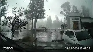 EF-1 Tornado Flips Car in Scotts Valley, California (Caught on Dashcam)