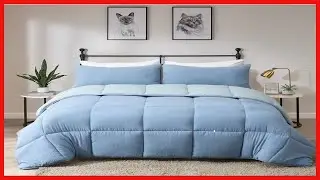 Oaken Cat Cloud BlueBlue Shadow Reversible Down Alternative Comforter FullQueen   3 Piece Ultra