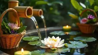 Soft Jazz Piano & Bamboo Water Fountain | Zen Garden Relaxation Mix