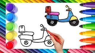 How To Draw cute Motorcycle Drawing, Painting & Coloring For Kids and Toddlers_ Child Art 🐋🌈🎨
