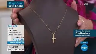 Dieci 10K Gold DiamondCut Cross Pendant with Rolo Chain