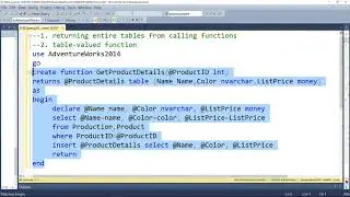 10 - User Defined Functions | Table valued Functions | Technical Warna |