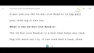 Canvas Immersive Reader