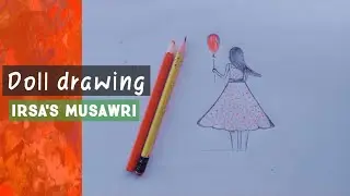 Doll pencil drawing/Girl drawing/hidden face girl/ballon in girl hand pencil drawing