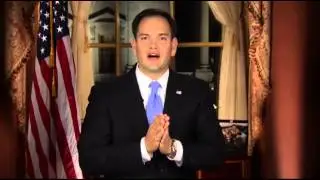 Rubio drinks water during GOP Response