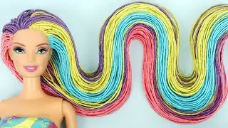 UZUN RENKLİ SA&Ccedil; ve MUHTEŞEM KIYAFET FİKRİ 2020 ~ DIY Kendin Yap Barbie Tasarımı ve Sa&ccedil; Yapımı