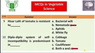 Vegetable Science-MCQs (Part-52) for ICAR-NET/AFO/ICAR-JRF/SRF/IBPS-AFO/NABARD/IFFCO-AGT/HDO