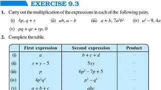 Ch 9 Algebraic Expressions and Identities || Exercise 9.3 || Class 8 Maths || RBSE CBSE NCERT