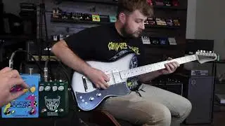 Dunable Baritone Yeti w/ Baguley Aluminum neck / Fuzzrocious Electric Ocean and Grey Stache