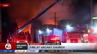 1 hospitalized after fire at vacant church on Detroit's west side