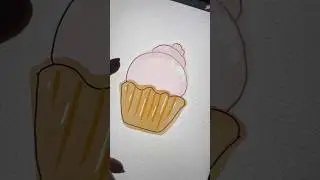 Freehand cupcake painting 🧁 | Digital Watercolor Art #digitalart #digitalillustration
