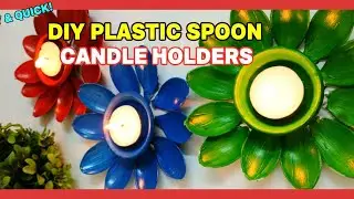 DIY Diwali Diya Holder 🪔 ✨️/ Plastic Spoon Flower Candal Holder/Diwali Decor Ideas 💡 #diwali #diy 