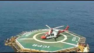 helicopter landing offshore oil rig platform