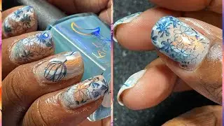 #nailart BLUE AND ORANGE IRRIDISCENT ABSTRACT FLORAL NAIL ART || LUNA LACQUER || DIY NAIL ART
