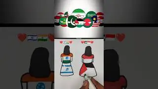 Indonesia 🇮🇩 Palestine 🇵🇸 support countrys friendship #countryballs #art#countryhumans#flags#shorts