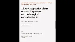 The retrospective chart review: important methodological considerations | RTCL.TV