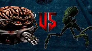 Mastermind vs Sentry Bot - DOOM 3 Monster Infighting - RETRO ARENA - Boss Battles