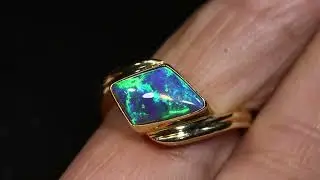 32.15 cts Black Opal 18K Gold Ring Size 7 INV-3354