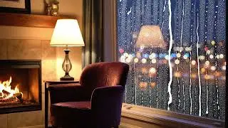 Cozy Rainy Room at Night 🌧️✨ | Rain Drops on Window | No Music | 4K Ambience
