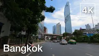 [4K] Bangkok Cycling Tour - Virtual Bike Ride in Downtown Bangkok, Thailand | Surawong - Silom Road