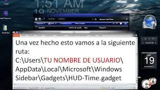 HUD-Time en espa&ntilde;ol, modo 24 horas y segundero (Gadget Windows 7)