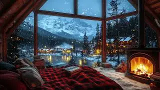 Cozy Fireplace Cabin on a Snowy Night ❄️ | Warm Winter Ambience for Sleep and Anxiety Ease
