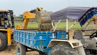 JCB 3dx Backhoe Over Loading Mud in Swaraj 834xm Tractor Trolley video jcb 