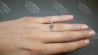 Rose Gold Diamond Compass Set Round Brilliant Engagement Ring :: ER 2224