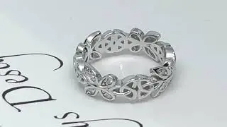 Celtic Trinity Knot Wedding Band, White Gold Diamond Butterfly Ring