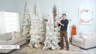 Narrow Flocked Austin Pine Pre-Lit Slim Christmas Tree - Product Review Video
