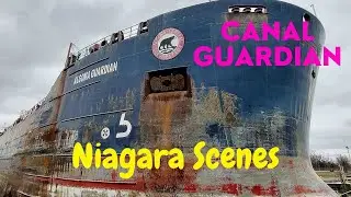 Ships and Trains at Lock 7 on the Welland Canal