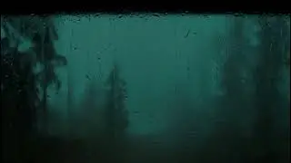Moody Teal Forest Rain &mdash; Cold Night Ambience | Cozy Rain on Window (2 Hours)