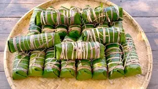 Num Ansorm Chrouk Khmer/Sticky Rice Cake Filled With Mung Bean and Pork Belly