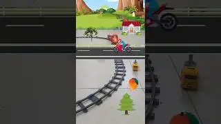 car and heavy bike crossing the railway line while the train is approaching fast.  #train #car #bike