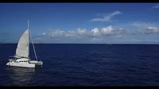Amazing aerial 4k video from a sailing catamaran on Ibiza!