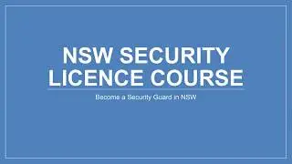 NSW Security Licence Course