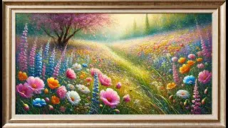 4K Framed TV Impressionism Art | Spring Meadow | 8-Hour Relaxing Nature Painting